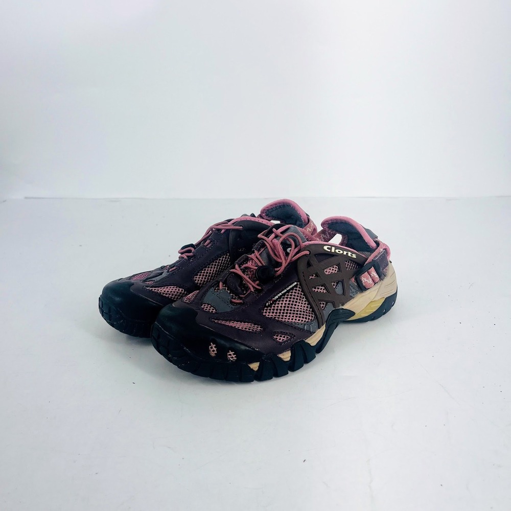 Clorts Womens Hiking Sandals Purple Pink Mesh Water Shoes Trail Sneakers